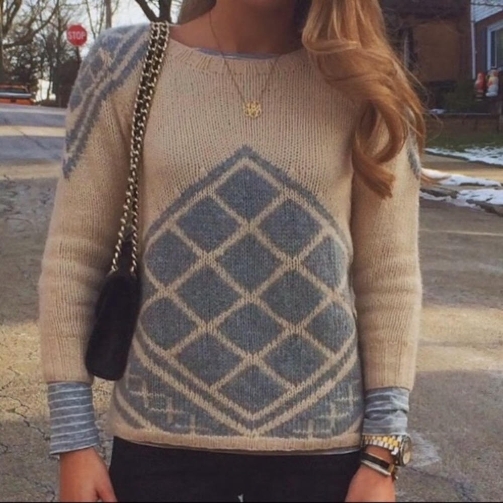 J. Crew Handknit Tile Sweater Cashmere Blend